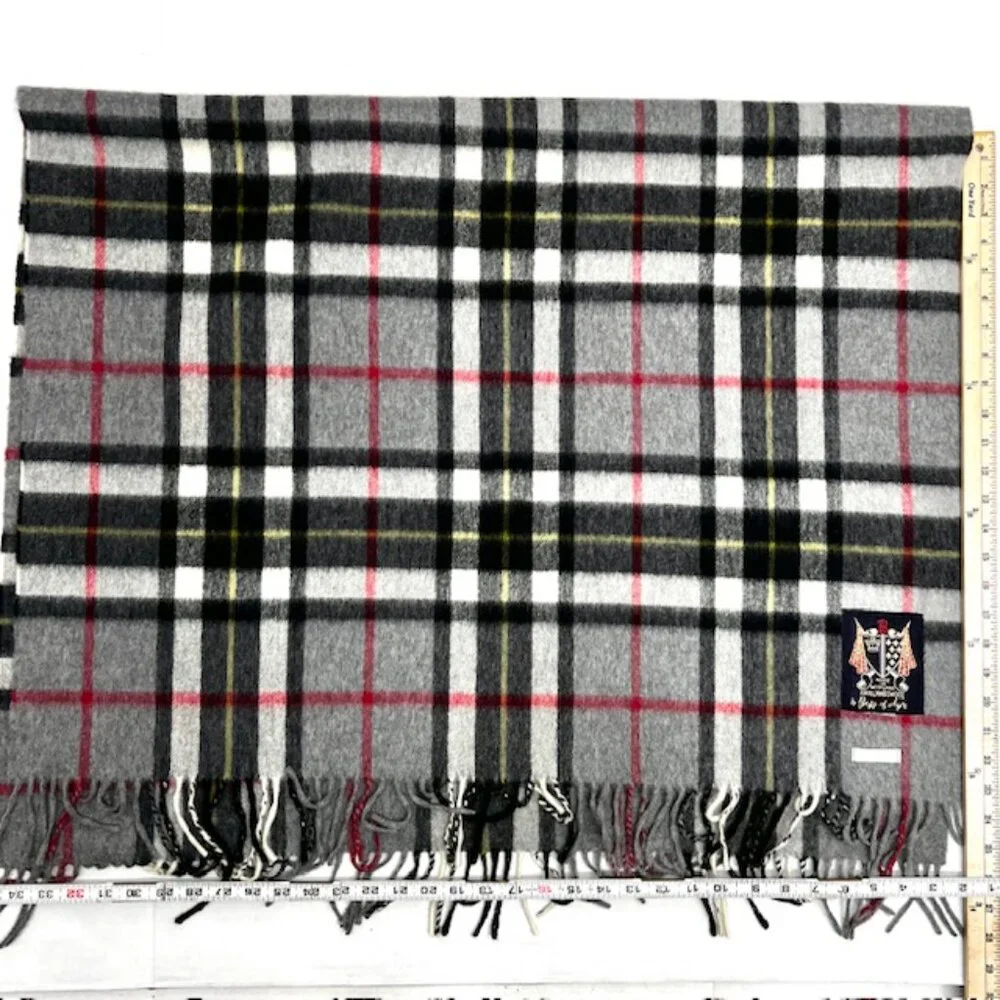 B-Gray Thomson Scotland Gray Black Tartan 100% Lambswool Scarf/Throw 60X34(2